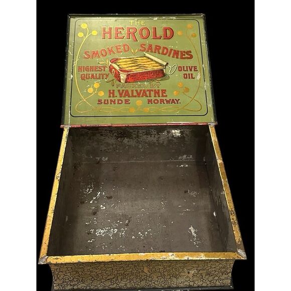 Vintage Herold Smoked Sardines Tin - General Store Display Rare Advertising - Picture 4 of 6
